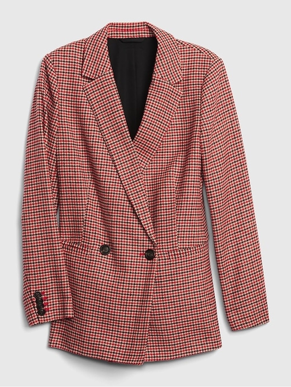 NWOT GAP Red & Black Houndstooth Double-Breasted Blazer — 4 Tall